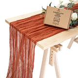 Vitalizart Cheesecloth Table Runner Terracotta 35 x 120 Inches Gauze Tablecloth 10Ft Burnt Orange Boho Rustic Decorations for Wedding Decor Reception Bridal Shower Holiday Party